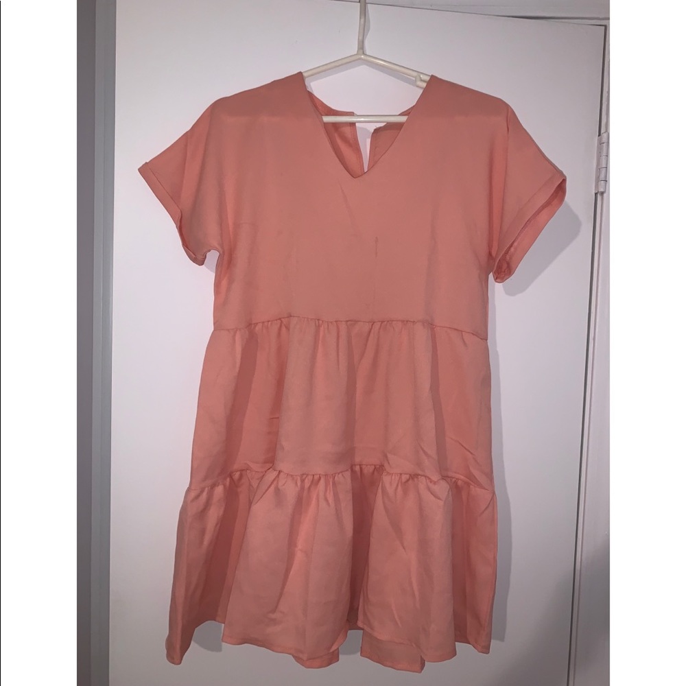 Coral pink mini dress